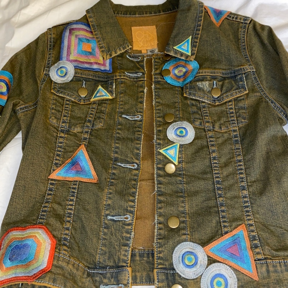 Chaser denim jacket with rainbow patches
